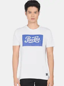 Flying Machine X Pepsi Men White Typography Printed Pure Cotton T-shirt
