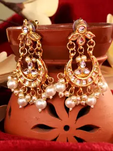 Saraf RS Jewellery Gold-Toned Contemporary Drop Earrings