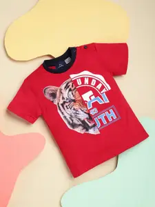 Chicco Boys Red & White Printed Pure Cotton T-shirt
