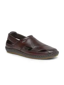 VON WELLX GERMANY Men Brown Solid Leather Shoe-Style Sandals