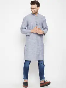 even Men Grey Dobby Kurta