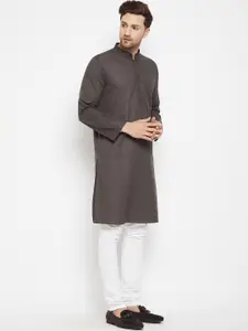 even Men Brown Dobby Kurta