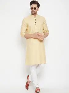 even Men Beige Cotton Dobby Kurta
