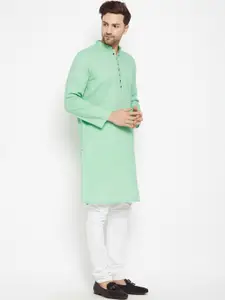 even Men Green Dobby Kurta