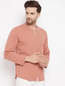 even Men Brown Cotton Dobby Kurta