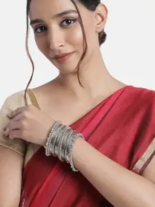 I Jewels Oxidised Silver Plated Chuda Bangles