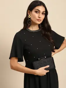 all about you Women Black Embellished Dress