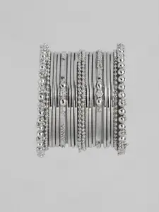 I Jewels Oxidised Silver Plated Chuda Bangles