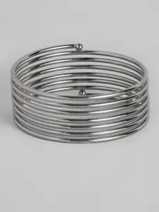 I Jewels Rhodium-Plated Spring Bangle
