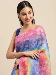 VASTRANAND Multicoloured Batik Linen Blend Saree