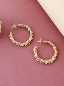Shoshaa Gold-Toned Contemporary Handcrafted Half Hoop Earrings