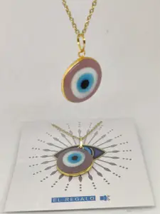 EL REGALO Women Gold Plated Blue & White Evil Eye Detail Necklace