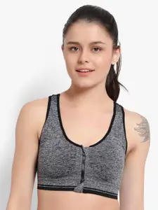 BRACHY Grey & Black Bra - Large Cup High Support Front Zip Light Padded