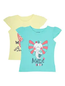 Bodycare Kids Girls Pack of 2 Printed Cotton T-shirts