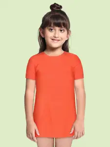 YK Orange Solid A-Line Dress