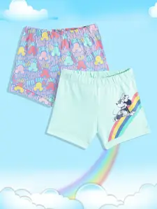 YK Disney Girls Pack Of Two Conversational Printed Shorts