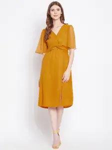 Imfashini Mustard Yellow Georgette Midi Dress