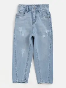 Gini and Jony Boys Blue Cotton Mildly Distressed Light Fade Jeans