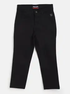 Gini and Jony Boys Black Solid Regular Fit Chino Trousers