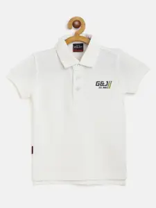 Gini and Jony Boys Off White Cotton Polo Collar T-shirt