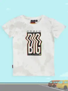 Gini and Jony Infant Boys Off White & Black Cotton Printed T-shirt
