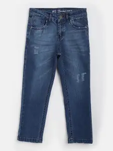 Gini and Jony Boys Blue Slim Fit Mid-Rise Mildly Distressed Light Fade Stretchable Jeans