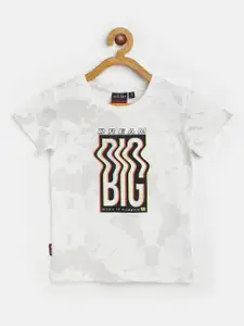 Gini and Jony Boys Off-White & Black Pure Cotton Typography Printed T-shirt