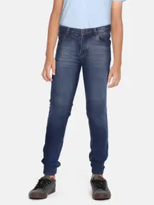 Gini and Jony Boys Navy Blue Slim Fit Mildly Distressed Light Fade Stretchable Jeans