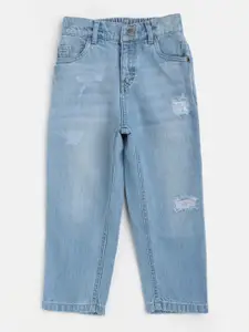 Gini and Jony Boys Blue Cotton Mildly Distressed Light Fade Jeans