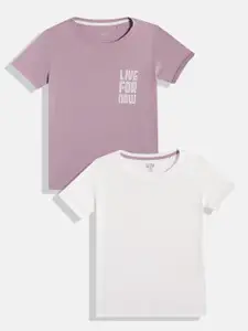 UTH by Roadster Teen Girls Pack Of 2 Pure Cotton T-Shirts