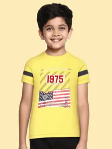 Monte Carlo Boys Yellow & Red Printed Pure Cotton T-shirt