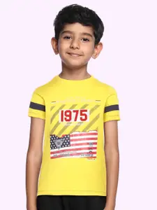 Monte Carlo Boys Yellow & Red Pure Cotton Graphic Print T-shirt