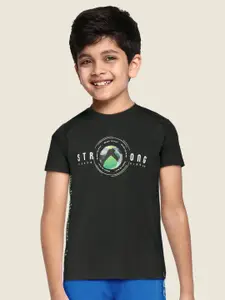 Monte Carlo Boys Green & White Printed Pure Cotton T-shirt