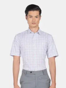 Arrow Men Pink Checked Pure Cotton Formal Shirt