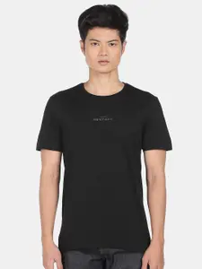 Arrow Men Black Typography Pure Cotton T-shirt