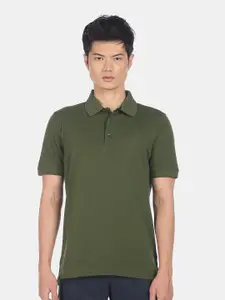 Arrow Men Green Polo Collar T-shirt