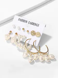 Yellow Chimes Set of 6 Gold-Toned Contemporary Earrings