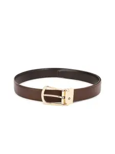 Louis Philippe Men Brown Textured Leather Formal Belt