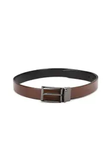 Louis Philippe Men Black & Brown Textured Leather Belt