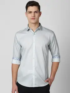 V Dot Men Grey Slim Fit Cotton Casual Shirt
