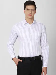 Van Heusen Men White Striped Formal Shirt
