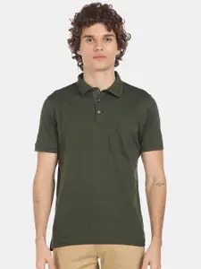 Arrow Sport Men Green Polo Collar Pockets T-shirt