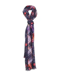 Cloth Haus India Women Navy Blue & Red Printed Scarf