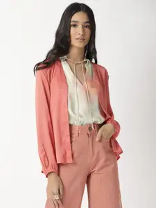 RAREISM Women Orange Tie-Up Shrug