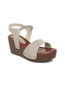 EVERLY Grey & Brown Textured Wedge Sandals