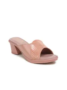 EVERLY Pink & Beige Leather Block Sandals