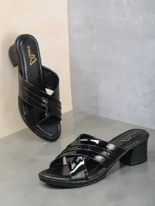 EVERLY Black Block Sandals
