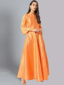 Chhabra 555 Orange Ethnic Maxi Dress