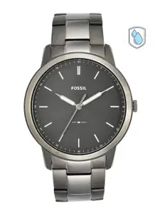 Fossil Men Grey Dial & Grey Stainless Steel Bracelet Style Straps Analogue Watch - FS5459