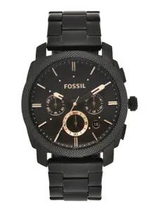 Fossil Men Black Dial Stainless Steel Bracelet Style Straps Analogue Watch - FS4682
